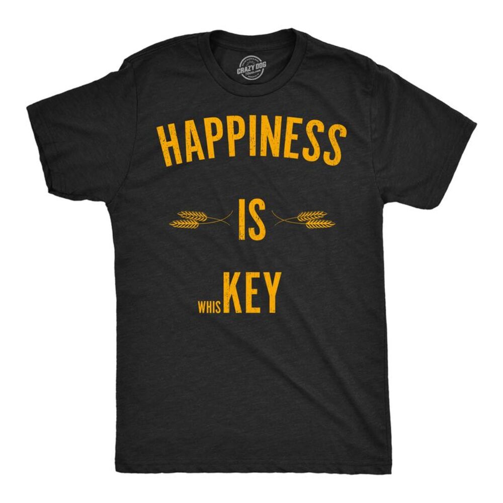 Mens Funny T Shirts Happiness Is Whiskey Sarcastic Drinking Tee For Men